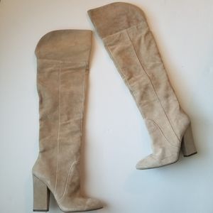 Aldo Beige Suede OTK Boots with High Heel